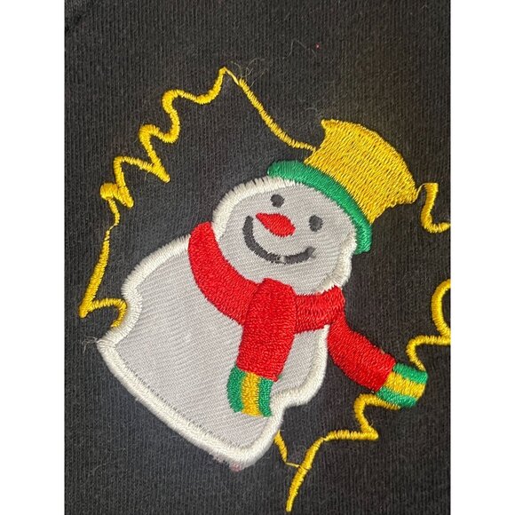 Vintage Christmas Tank Maxi Dress Snowman PL Black Festive Holiday Classic 80s - Picture 7 of 11